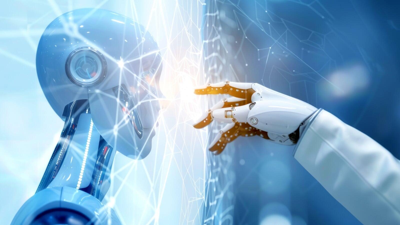 AI robot automating business tasks and workflows, boosting productivity with intelligent automation solutions